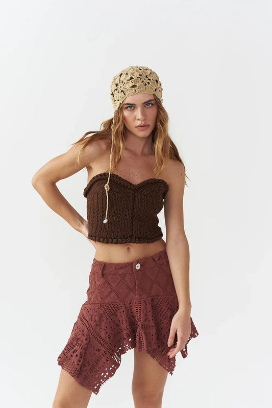 Sun rays mini skirt in brown